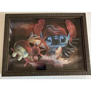 Stitch Pirate Shadow Box Framed Disney World Art LILO And Stitch Rare Collectors